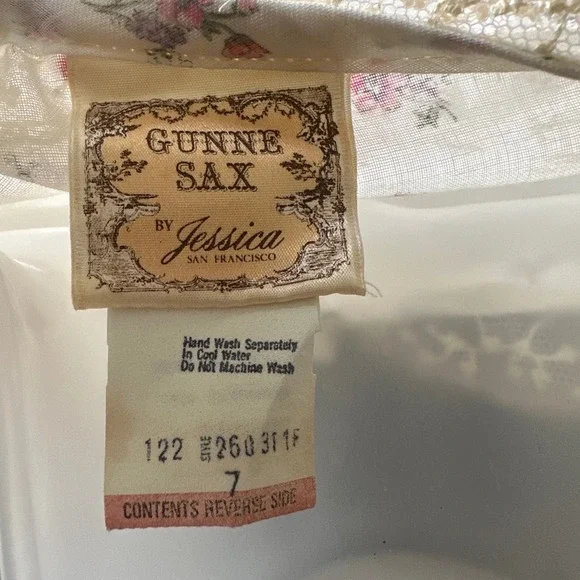 Gunne Sax Jessica McClintock Vintage 70's Dress‎ Women 7 Floral Lace Prairie - Picture 7 of 11